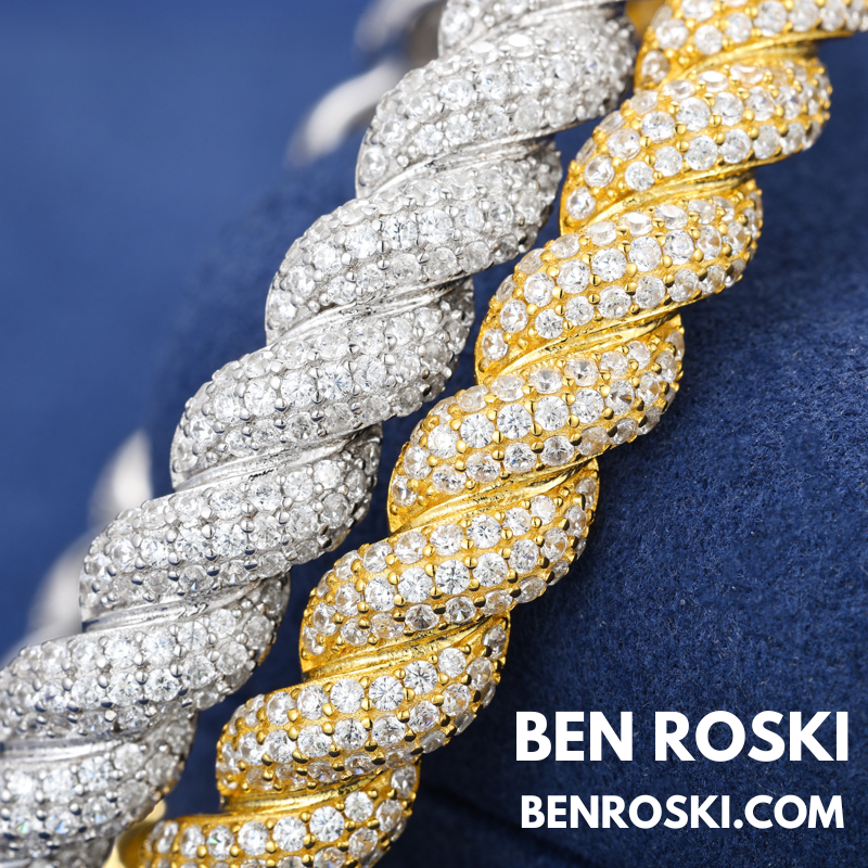 Baguette Moissanite Open Bangle Sterling Silver, Gold Plated & Rose Gold Plated over 925 Silver | GRA Certified