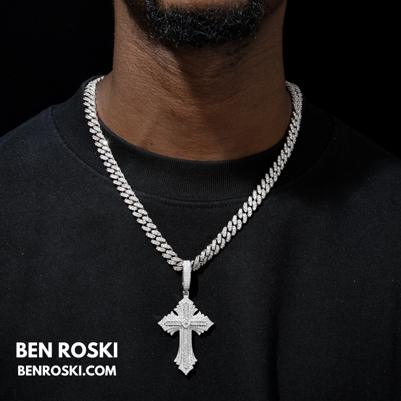 Moissanite Cross Pendant Sterling Silver, Gold, or Rose Gold | VVS Moissanite | GRA Certified