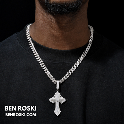 Moissanite Cross Pendant Sterling Silver, Gold, or Rose Gold | VVS Moissanite | GRA Certified