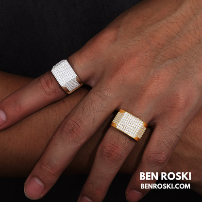 Rectangle Micro-Pavé Moissanite Ring Sterling Silver | Gold & Rose Gold | VVS Moissanite | GRA Certified