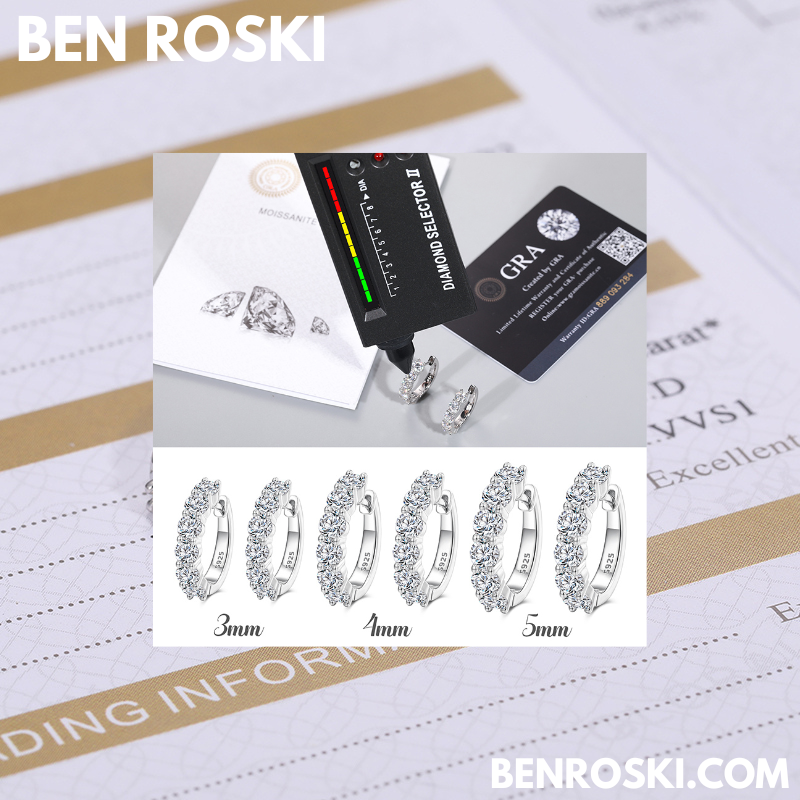 Hoop Earrings Sterling Silver, Gold, or Rose Gold | VVS Moissanite | GRA Certified