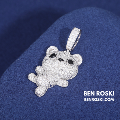 Dancing Teddy Bear Pendant Sterling Silver, Gold & Rose Gold | VVS Moissanite | GRA Certified