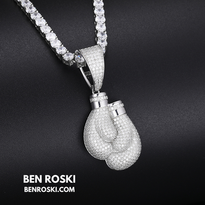 Boxing Gloves Pendant Sterling Silver, Gold & Rose Gold | VVS Moissanite | GRA Certified