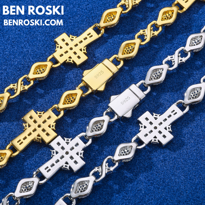 Cross Link Moissanite Necklace Sterling Silver, Gold & Rose Gold | GRA Certified