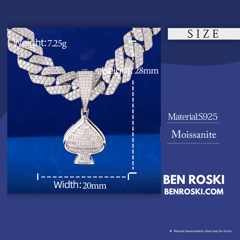 Spade Moissanite Pendant Sterling Silver, Gold, or Rose Gold | VVS Moissanite | GRA Certified