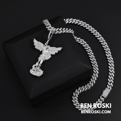 Archangel Michael Pendant – 77MM Height |  VVS1 Moissanite | GRA Certified