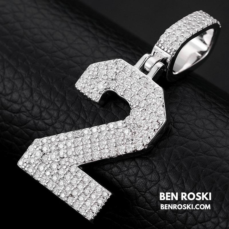 Custom Number Pendant Sterling Silver, Gold, or Rose Gold | VVS Moissanite | GRA Certified