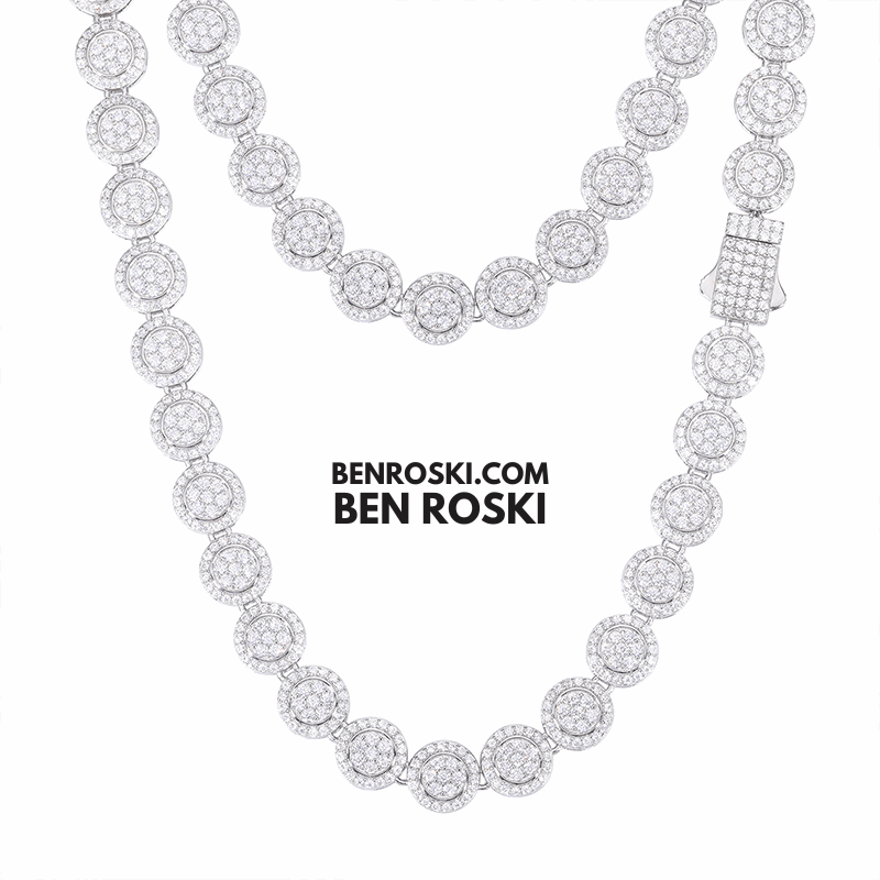 Round Cluster Moissanite Chain – 9MM Width | 20 Inch | 48.55g | GRA Certified