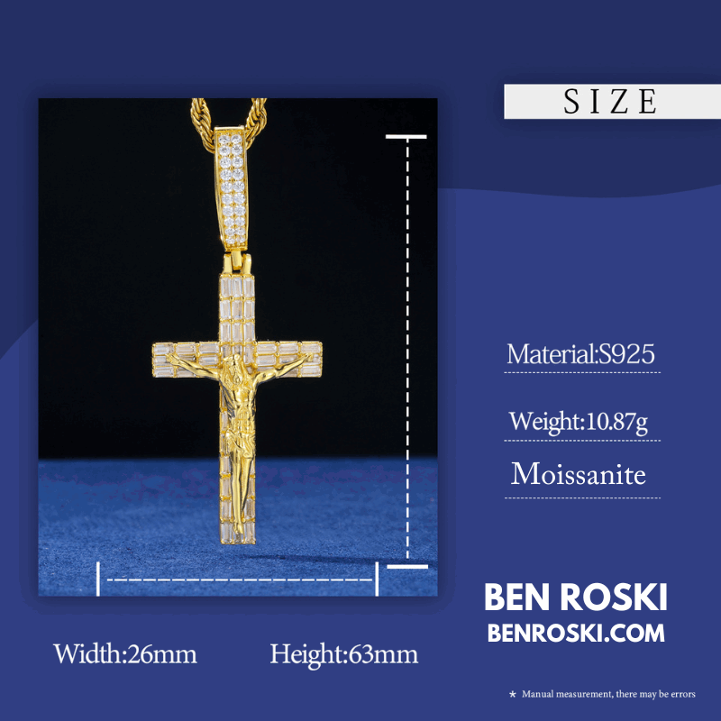 Jesus Crucifix Cross Pendant – 63MM Height |  VVS1 Moissanite | GRA Certified
