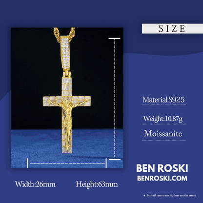 Jesus Crucifix Cross Pendant – 63MM Height |  VVS1 Moissanite | GRA Certified