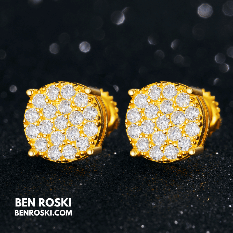 Round Cluster Stud Earrings – VVS1 Moissanite | GRA Certified