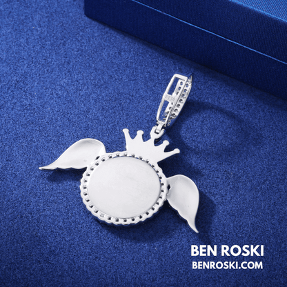 Angel Wings Custom Photo Pendant – 55MM Height | 12.24g | VVS1 Moissanite | GRA Certified