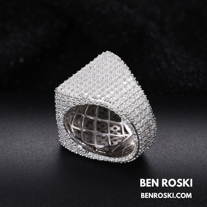 Iced-Out Moissanite Statement Ring Sterling Silver, Gold, Rose Gold & Silver | GRA Certified