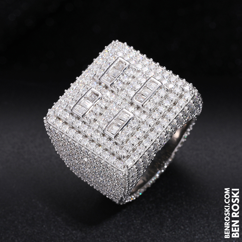 Iced-Out Moissanite Statement Ring Sterling Silver, Gold, Rose Gold & Silver | GRA Certified