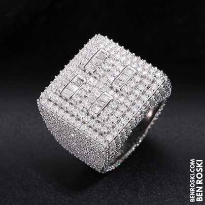 Iced-Out Moissanite Statement Ring Sterling Silver, Gold, Rose Gold & Silver | GRA Certified