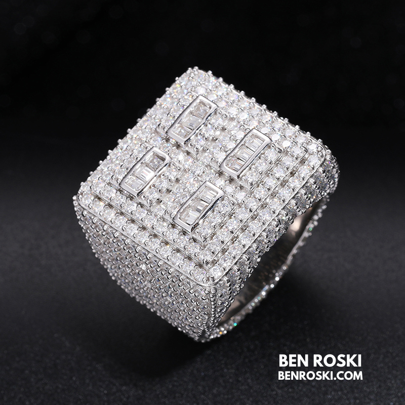 Iced-Out Moissanite Statement Ring Sterling Silver, Gold, Rose Gold & Silver | GRA Certified