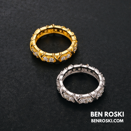 Criss-Cross Eternity Band Stuhrling Silver or Gold & Rose Gold | VVS Moissanite | GRA Certified