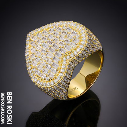 Heart Baguette Moissanite Ring Sterling Silver, Gold Plated or Rose Gold | GRA Certified