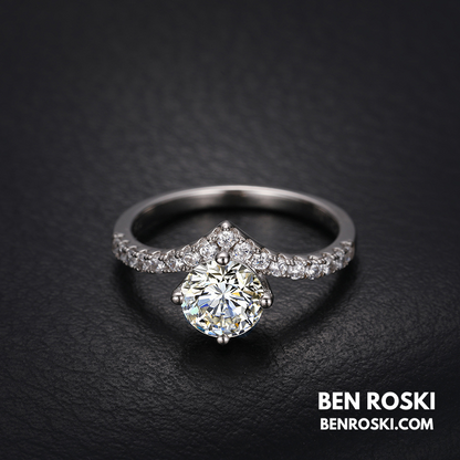 Moissanite Solitaire Halo Ring Sterling  Silver, Gold, or Rose Gold | VVS Moissanite | GRA Certified