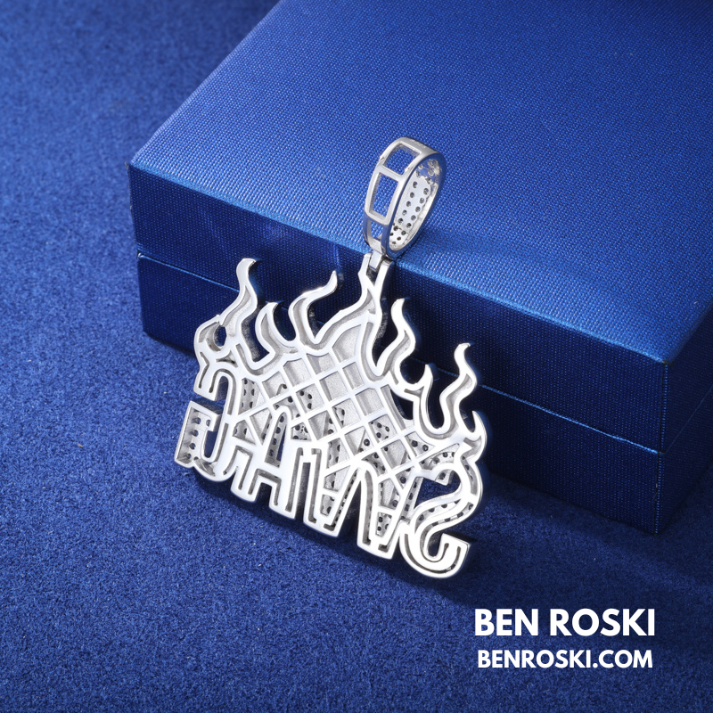 SWAG Flame Pendant Sterling Silver or Gold/Rose Gold Plated | VVS Moissanite | GRA Certified