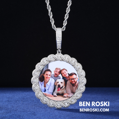 Custom Moissanite Photo Pendant Sterling Silver or Gold/Rose Gold Plated | VVS Moissanite | GRA Certified