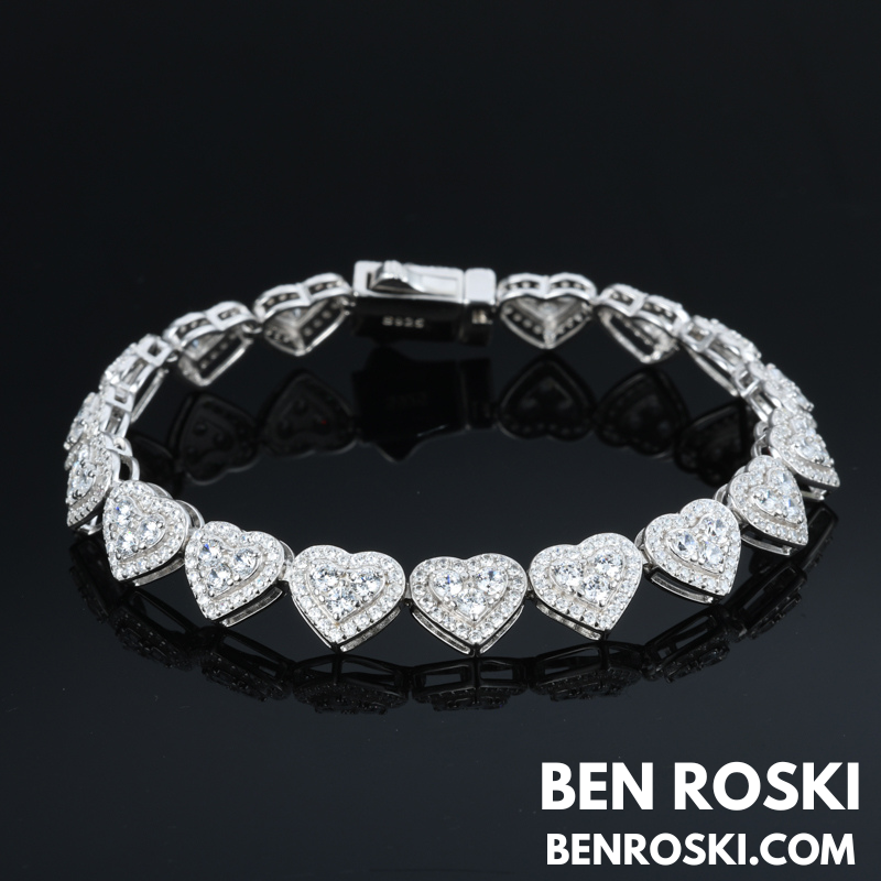 8MM Heart Moissanite Bracelet Sterling Silver, Gold, or Rose Gold | GRA Certified