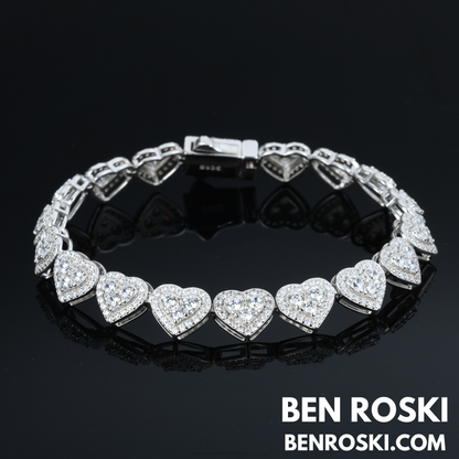 8MM Heart Moissanite Bracelet Sterling Silver, Gold, or Rose Gold | GRA Certified