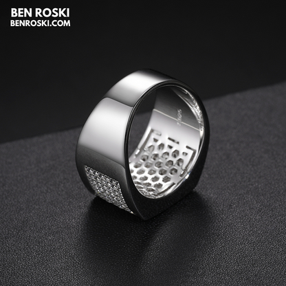 Rectangle Micro-Pavé Moissanite Ring Sterling Silver | Gold & Rose Gold | VVS Moissanite | GRA Certified