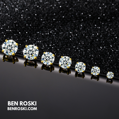 Round-Cut Moissanite Stud Earrings Sterling Silver or Gold / Rose Gold Plated | GRA Certified