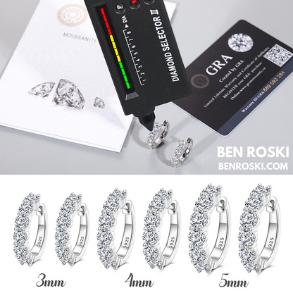Hoop Earrings Sterling Silver, Gold, or Rose Gold | VVS Moissanite | GRA Certified