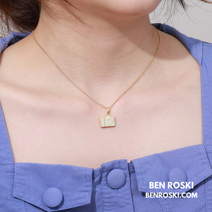 Camera Pendant Necklace Sterling Silver or Gold / Rose Gold Plated | VVS Moissanite | GRA Certified