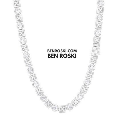 Moissanite Cluster Link Chain Sterling Silver | GRA Certified