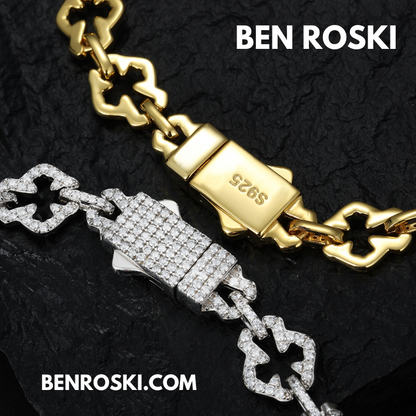 Moissanite Clover Link Bracelet Sterling Silver, Gold & Rose Gold | VVS Moissanite | GRA Certified