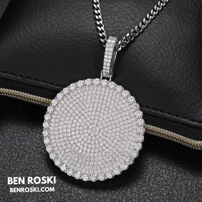 Round Cluster Moissanite Pendant Sterling Silver, Gold & Rose Gold | VVS Moissanite | GRA Certified