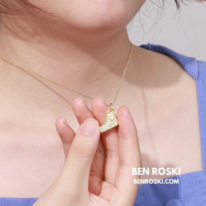 Sneaker Pendant Sterling Silver or Gold / Rose Gold Plated | VVS Moissanite | GRA Certified