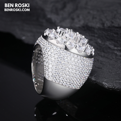 Iced Moissanite Cluster Ring Sterling Silver | VVS1 Moissanite | GRA Certified | Gold & Rose Gold Available