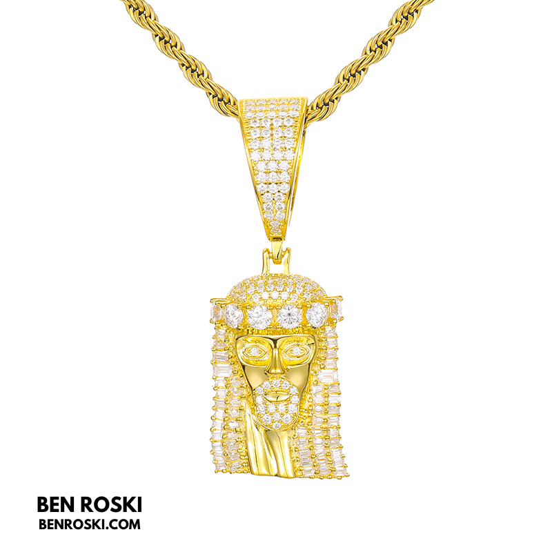 Jesus Face Moissanite Pendant Sterling Silver, Gold, or Rose Gold | VVS Moissanite | GRA Certified