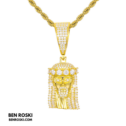 Jesus Face Moissanite Pendant Sterling Silver, Gold, or Rose Gold | VVS Moissanite | GRA Certified