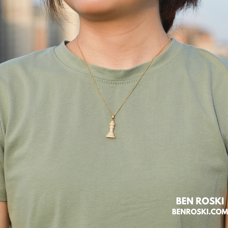 Moissanite Chess Piece Pendant Sterling Silver, Gold, or Rose Gold | VVS1 Moissanite | GRA Certified