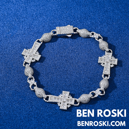 Moissanite Cross Link Bracelet Sterling Silver, Gold, or Rose Gold | VVS Moissanite | GRA Certified