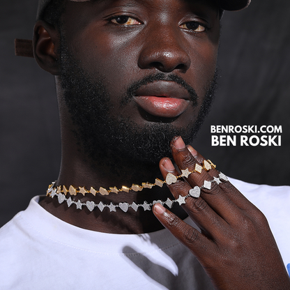 Heart, Star & Diamond Link Moissanite Necklace Sterling Silver, Gold & Rose Gold Options | GRA Certified