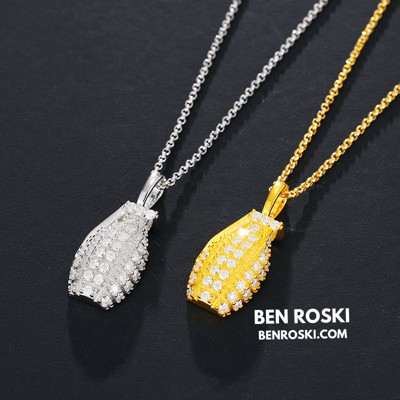 Grenade Moissanite Pendant Sterling Silver, Gold & Rose Gold | VVS Moissanite | GRA Certified