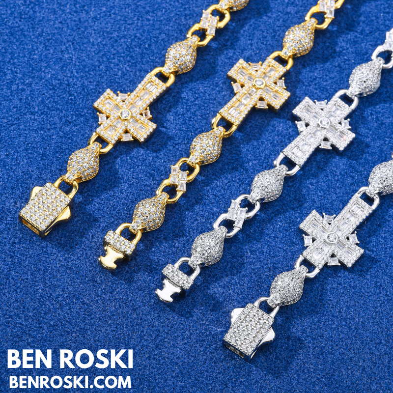 Cross Link Moissanite Necklace Sterling Silver, Gold & Rose Gold | GRA Certified