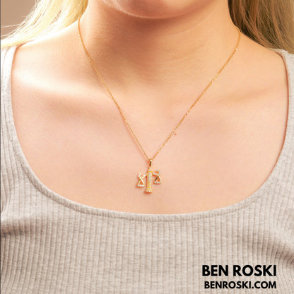 Scales of Justice Pendant Sterling Silver, Gold, or Rose Gold | VVS Moissanite | GRA Certified