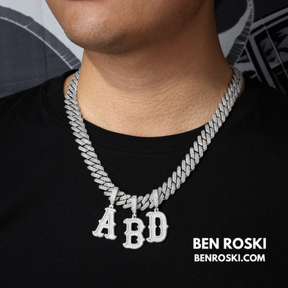 Iced-Out Moissanite Initial Pendant Sterling Silver | Gold, Silver & Rose Gold | VVS Moissanite | GRA Certified