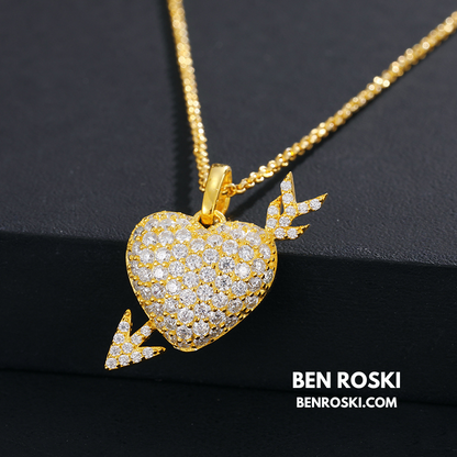 Heart Arrow Moissanite Pendant Sterling Silver, Gold & Rose Gold | VVS Moissanite | GRA Certified
