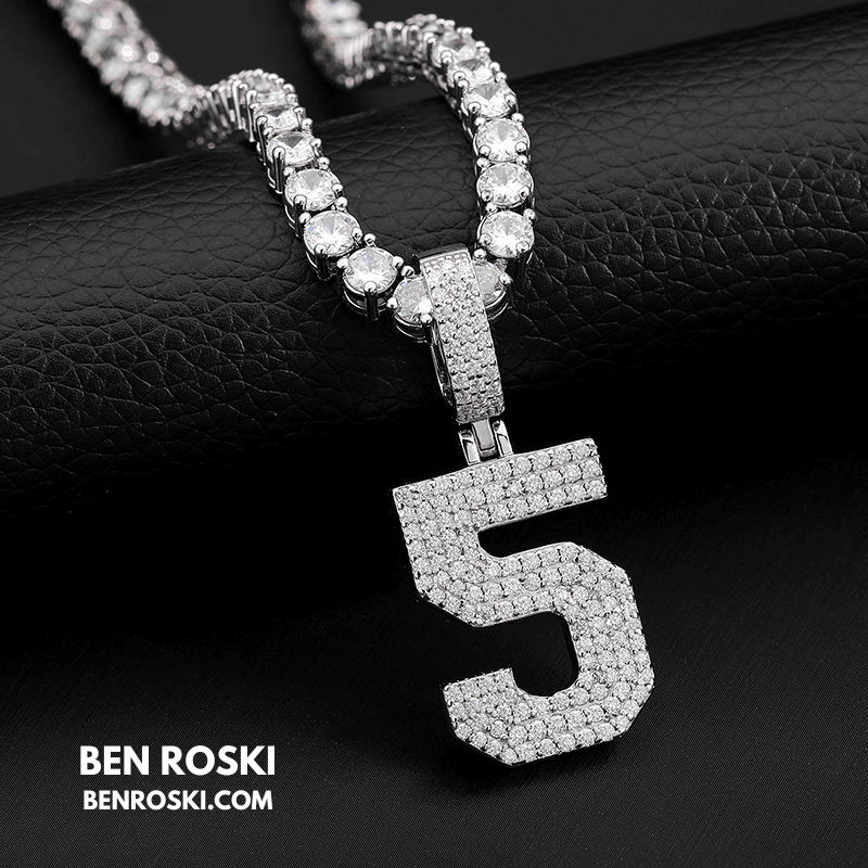 Custom Number Pendant Sterling Silver, Gold, or Rose Gold | VVS Moissanite | GRA Certified