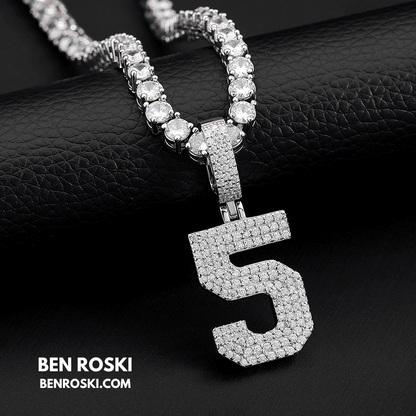 Custom Number Pendant Sterling Silver, Gold, or Rose Gold | VVS Moissanite | GRA Certified