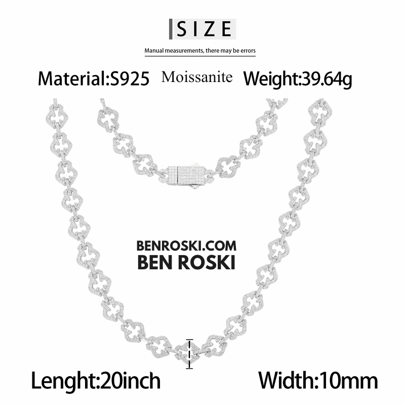 Cushion Link Moissanite Chain – 7MM Width | 22 Inch | 34.17g | GRA Certified