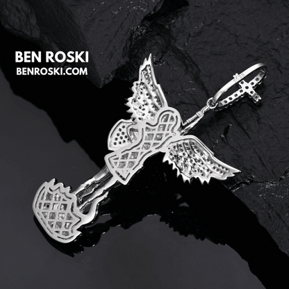 Archangel Michael Pendant – 77MM Height |  VVS1 Moissanite | GRA Certified